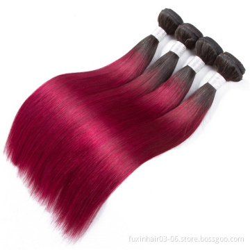 Tissage Naturel Pas Cher Raw Unprocessed 1B Burgundy Brazilian Hair Straight Weave Bundles
